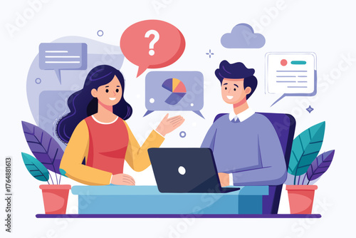 Modern flat design illustration of a job interview with diverse candidates and a hiring manager discussing careers and opportunities