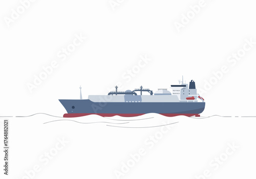 A sleek LNG carrier, ?Clean Sea Flow,? navigates the ocean. Clean, modern design, ideal for maritime, energy, and logistics visuals. High-quality illustration.