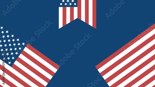 American flags arranged on a blue background creating a patriotic and festive atmosphere design