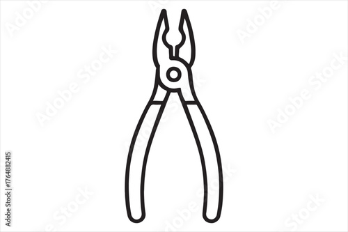 Pliers tool icon for repairs and construction silhouette on vector white background