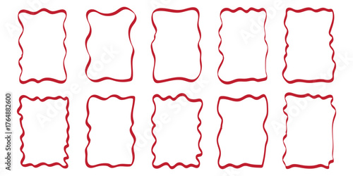 Set of isolated various curly whimsical frames in hand drawn sketch doodle style. Flat vector illustration. Ideal for card, poster, cover, advertising.