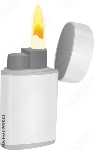 Metal silver lighter. vector illustration
