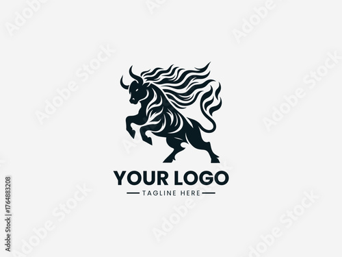 Fiery bull head surrounded by blazing flames representing power energy and strength vector illustration