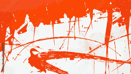Abstract vibrant grunge background with dynamic blend of red, orange, and beige tones. Splashes, gradients, and scattered paint texture. Suitable for artistic digital design and visual art