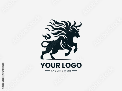 Fiery bull head surrounded by blazing flames representing power energy and strength vector illustration