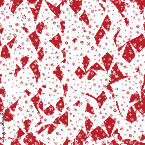 Christmas holiday seamless pattern. Snowflake icons noel abstract shape decor. Beautiful winter crystal xmas background