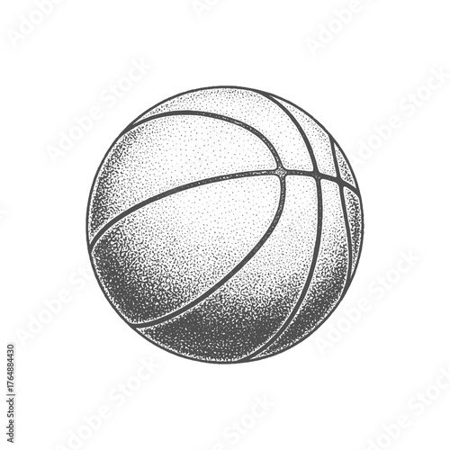 Vintage Stippled Basketball Illustration
