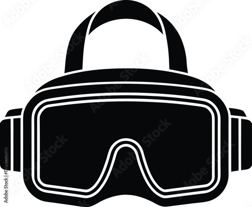 Virtual reality headset vector icon black shadow effect digital eyewear VR goggles gaming accessory immersive experience device