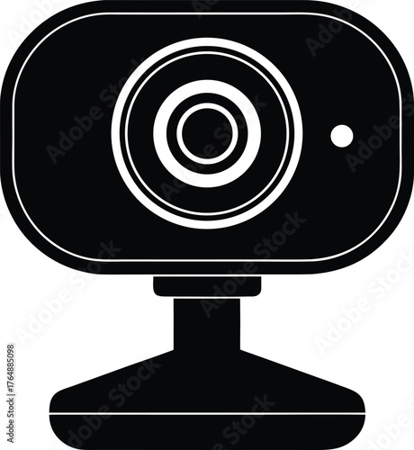 Webcam vector icon black shadow effect computer camera video conferencing device online communication peripheral digital recording gadget