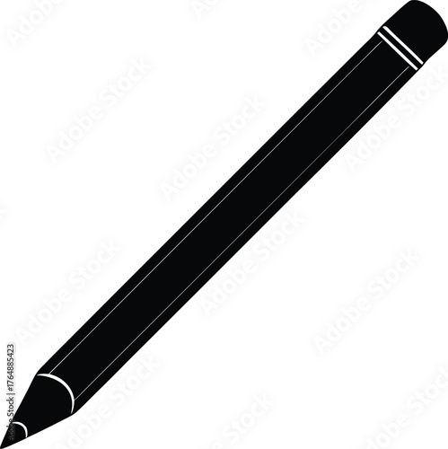 Black Pencil Icon Symbol Isolated Transparent Background Writing Drawing Instrument Office School Supply Implement