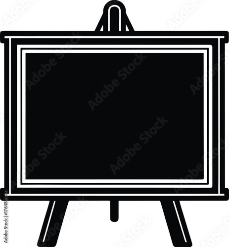 Black silhouette blank chalkboard easel icon a portable display stand for presentations lectures or artistic creations vector