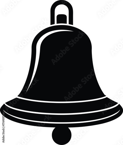 Black silhouette bell icon a classic traditional ringing alarm symbol for notifications reminders or schools sound alerts vector