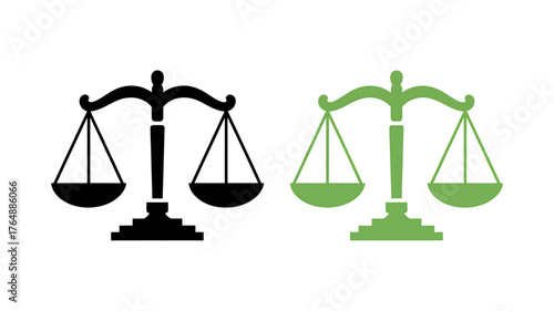 Scales of Justice Illustration Black and Green Depiction of Law and Legal Balance