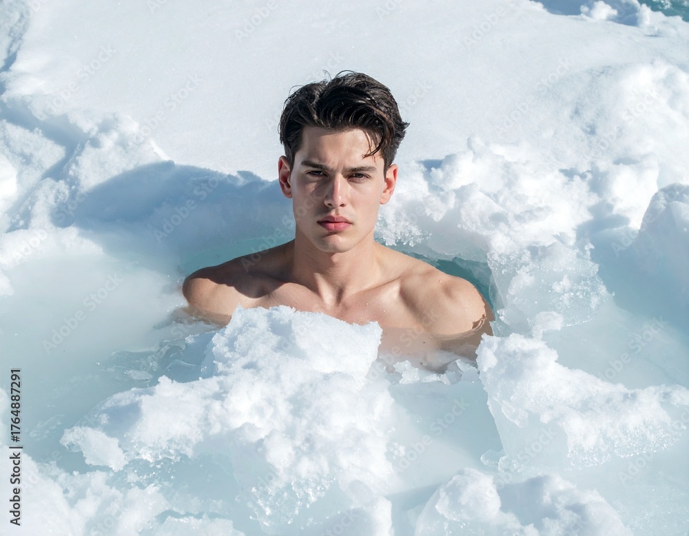 Fototapeta premium young man in ice
