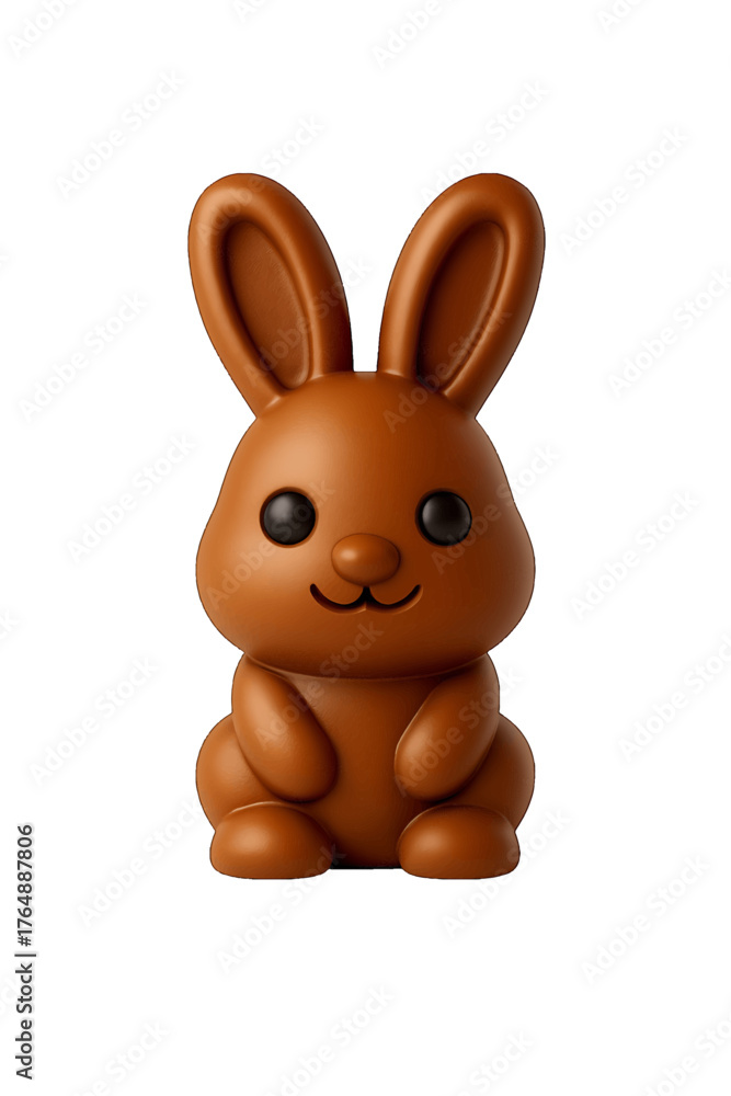 Obraz premium 3D Chocolate Bunny Plastic Icon on Transparent Background - Cute Easter Candy for Holiday Designs