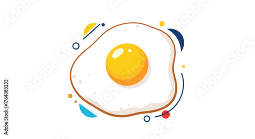 Sunny side up egg illustration with vibrant colors and details.