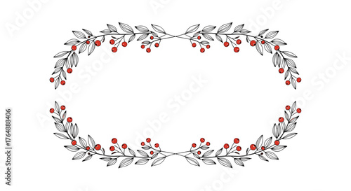 Elegant floral frame with berries and leaves perfect for design.