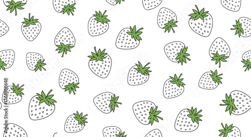 Strawberry pattern on white background fresh fruit design.