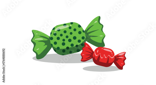 Colorful candies wrapped in shiny wrappers delicious treats.