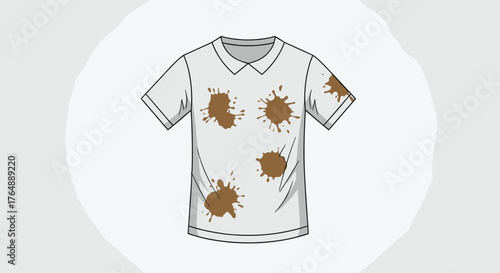 Dirty white t-shirt with brown stains needs washing immediately.