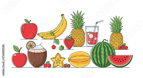 Colorful fruits assortment a vibrant and healthy collection.