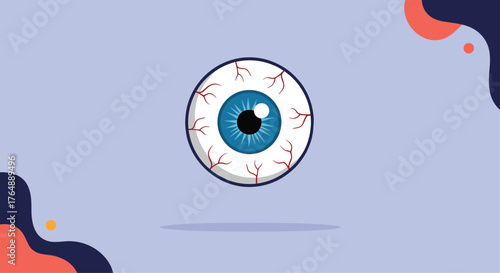 Eye illustration with blue iris focused on the main subject.
