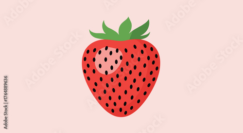 Vibrant strawberry illustration on a soft pink background fresh and delicious.