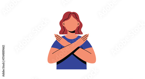 Woman with crossed arms showing rejection and denial.