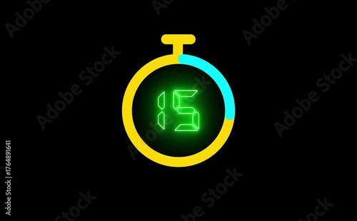 Countdown timer from 20 to 0 seconds real time. Modern flat design of countdown animation isolated on transparent background with alpha channel. countdown of number 20