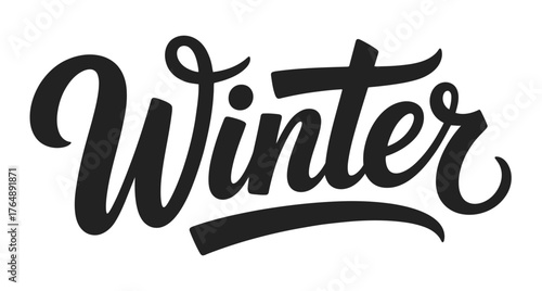 Elegant Winter Season Calligraphy Design on White Background for Various Projects, typography