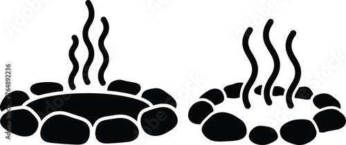 Campfire or Bonfire Outdoors Icon Set