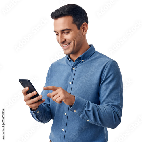 young man texting on mobile phone