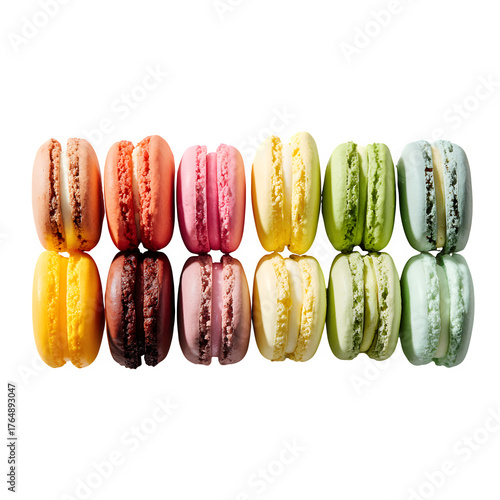 Colorful Macaron Arrangement isolated on white background