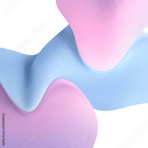 Abstract pastel fluid shapes isolated on white background