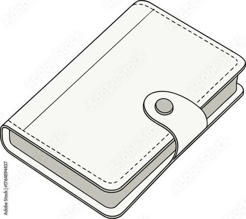 Simple line art drawing of a classic personal diary journal or notebook with button closure