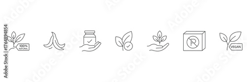 Eco, organic natural ingredients line icon vector illustration