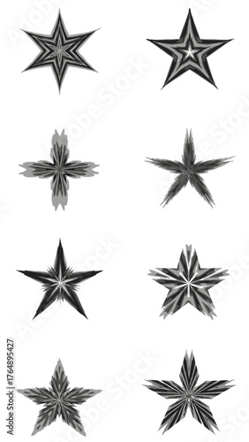 A set of stars, stars collection, star vector icons vector art of grid of fifteen black and white star icons 