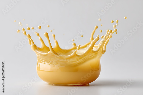 Liquid Crown: The image captures a precise moment of dynamic energy, a vibrant fluid forms a crown-like splash as it collides in a symphony of motion, showcasing its viscosity and texture.