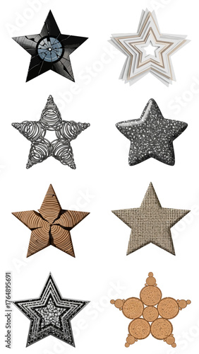 A set of stars, stars collection, star vector icons vector art of grid of fifteen black and white star icons 