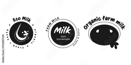 Billede på lærred Brand logos emphasize the importance of eco-friendly milk sourced from farms