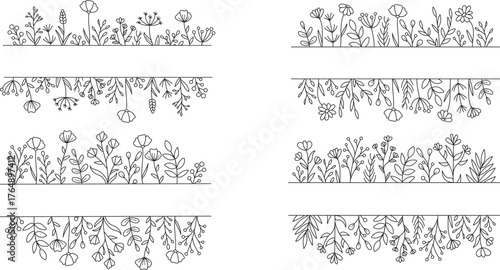 Ramki kwieciste. Zestaw ramek, kwiaty i liście.