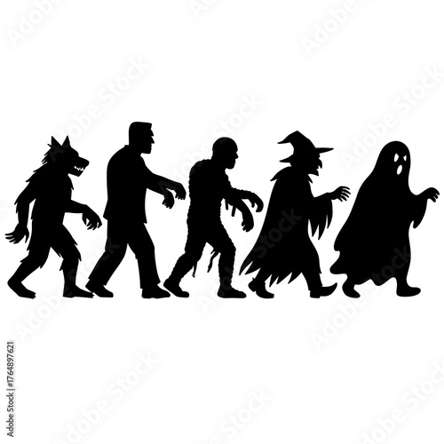 silhouettes of halloween monsters