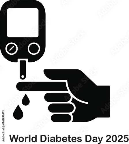 Person checking blood sugar levels with a glucose meter on world diabetes day