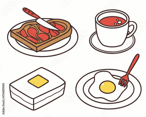 Illustration of breakfast food, including toast