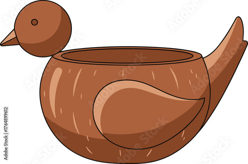 Handicraft Wood Carving Desk Set with Bird Pen Holder