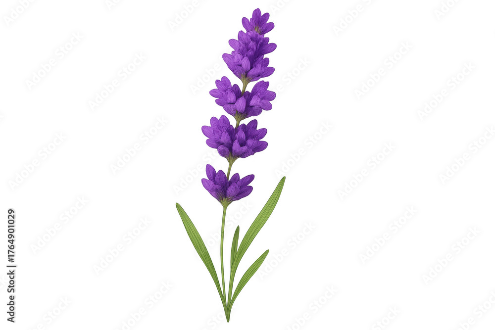Obraz premium Lavender plant blooming, vibrant purple flower spike for aromatherapy and herbal medicine concepts on transparent background