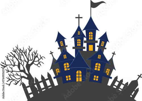 어두운 밤에 불이 켜져있는 성