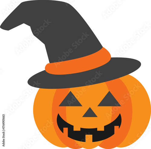 할로윈데이 마녀모자 쓴 호박