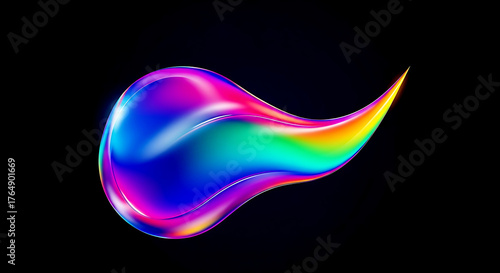 3d illustration of a striking abstract shape on a black background, showcasing a vibrant gradient of colors and a glossy surface, creating a captivating and modern visual element