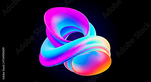 3d illustration of a captivating abstract torus on a black background, featuring a mesmerizing blend of vibrant colors and a smooth, glossy surface, creating a visually stunning effect